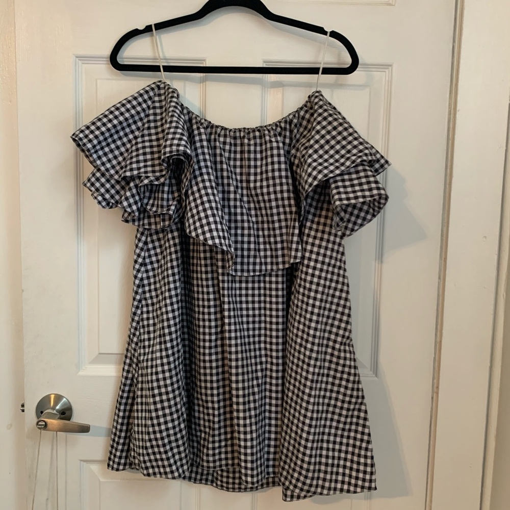 STRAPLESS DRESS XS FOR SALE PICNIC PATTERN BLACK